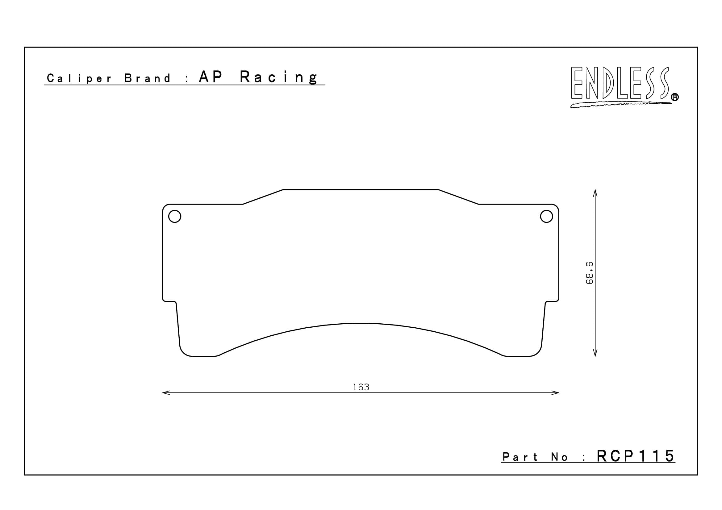 PLAQUETTES RACING ENDLESS RCP115 ME20 25MM