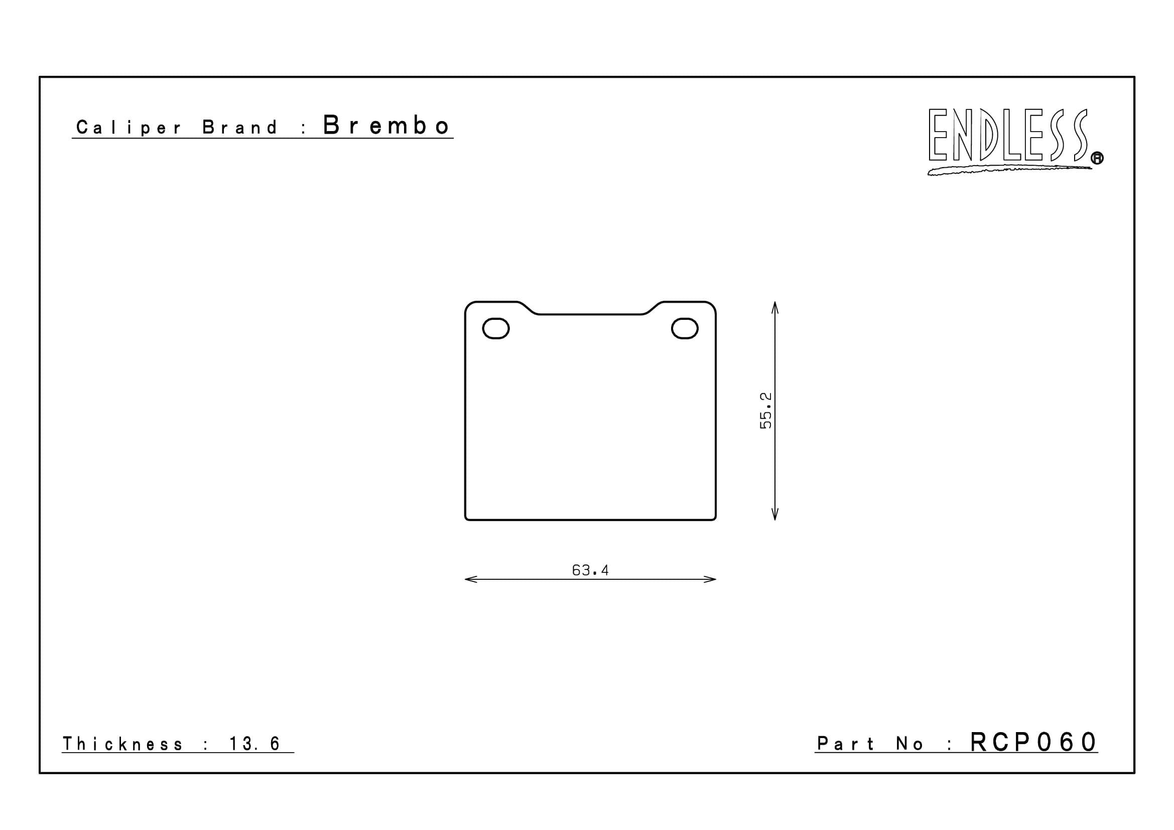 PLAQUETTES RACING ENDLESS RCP060 S93F